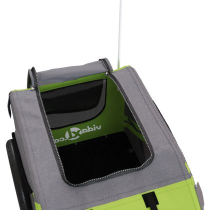 Ремарке за колело за любимци зелен и сив Оксфорд плат и желязо