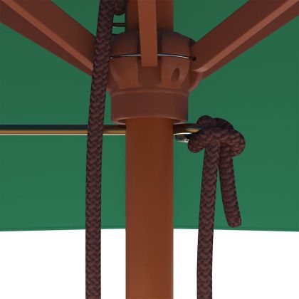 Градински чадър с дървен прът, 150x200 см, зелен