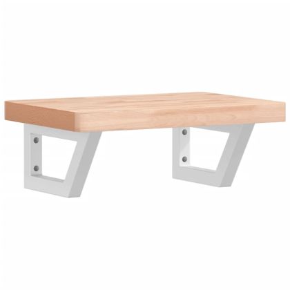 Стенен рафт за мивка, стомана и масивно дърво бук