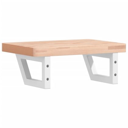 Стенен рафт за мивка, стомана и масивно дърво бук