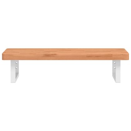 Стенен рафт за мивка, стомана и масивно дърво бук