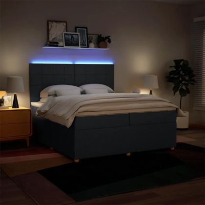 Боксспринг легло с матрак, синьо, 200x200 см, плат