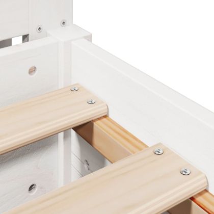 Рамка за легло без матрак, бял, 75x190 см, борово дърво масив