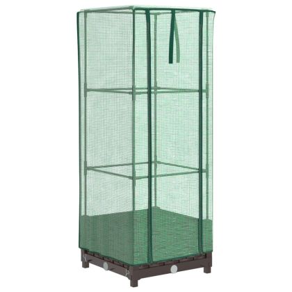 Повдигнато легло с оранжерия калъф, ратанов вид, 40x40x123 см