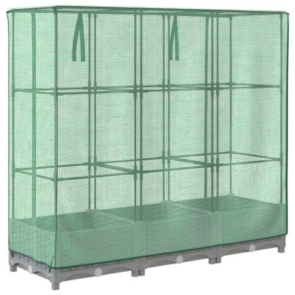 Повдигнато легло с оранжерия калъф, ратанов вид, 120x40x123 см