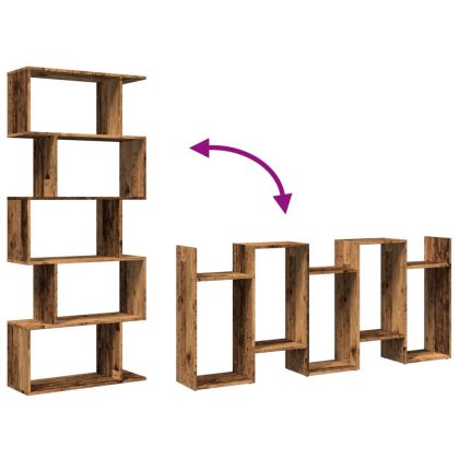 Разделител за стая / библиотека 5 нива старо дърво 70x24x161 см