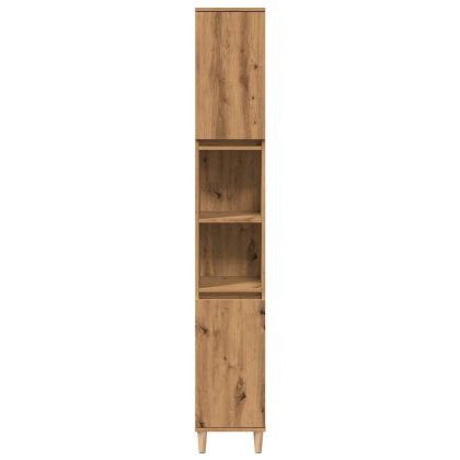 Шкаф за баня, дъб артизан, 30x30x190 см, инженерно дърво