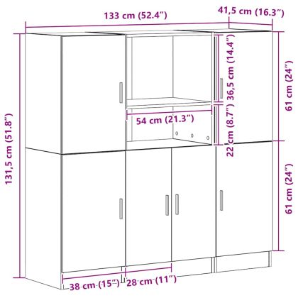 Комплект кухненски шкафове 3 части дъб артизан инженерно дърво