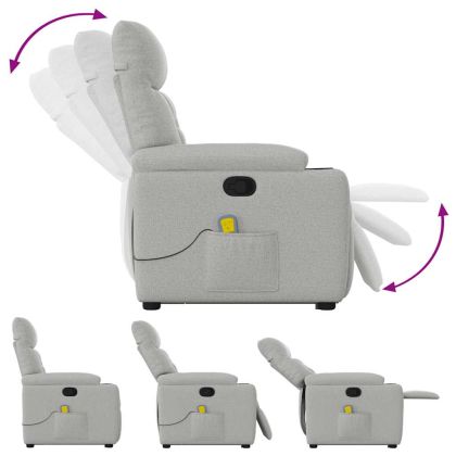 Изправящ масажен реклайнер стол, облачно сив, текстил