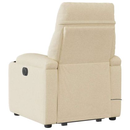 Електрически изправящ масажен реклайнер стол кремав текстил