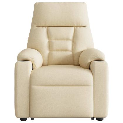 Електрически изправящ масажен реклайнер стол кремав текстил