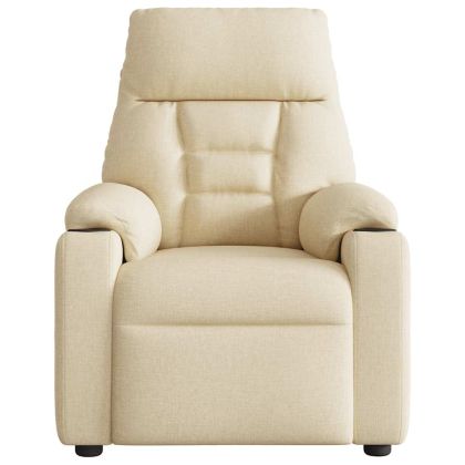 Електрически масажен реклайнер стол, кремав, текстил