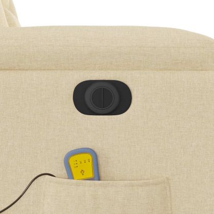 Електрически масажен реклайнер стол, кремав, текстил