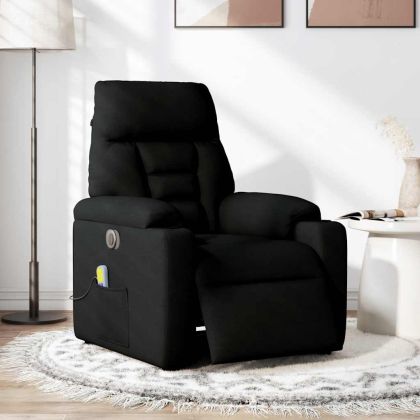 Електрически масажен наклоняем стол, черен, текстил