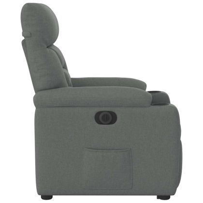 Електрически изправящ реклайнер стол, тъмносив, текстил