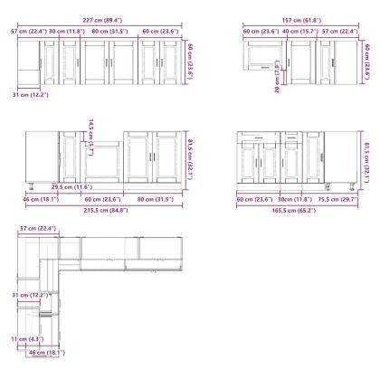Комплект кухненски шкафове от 11 части Porto, инженерно дърво