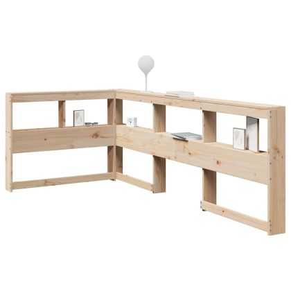 Табла за книги с L-образна, 90 см, масивно дърво бор