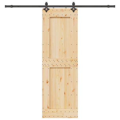 Плъзгаща врата с монтажни части, 70x210 см, борово дърво масив