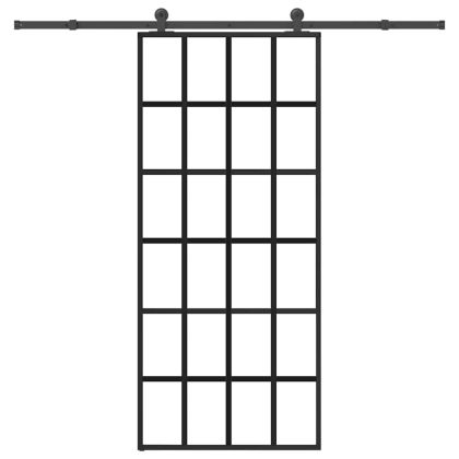 Плъзгаща се врата с обков 90x205 см ESG стъкло и алуминий