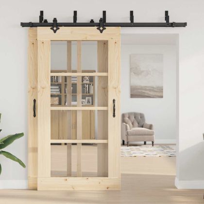 Комплект механизъм за плъзгаща врата, 213,5 см, стомана, черен