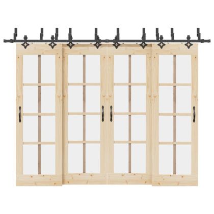 Комплект механизъм за плъзгаща врата, 305 см, стомана, черен