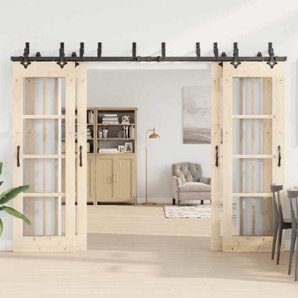 Комплект механизъм за плъзгаща врата, 305 см, стомана, черен