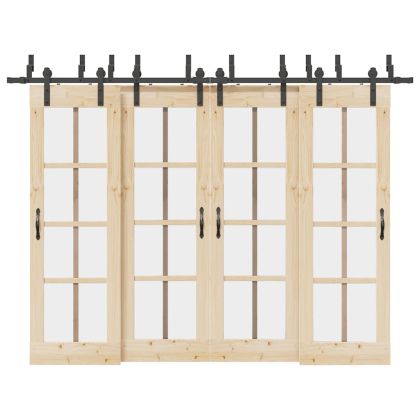 Комплект механизъм за плъзгаща врата, 305 см, стомана, черен