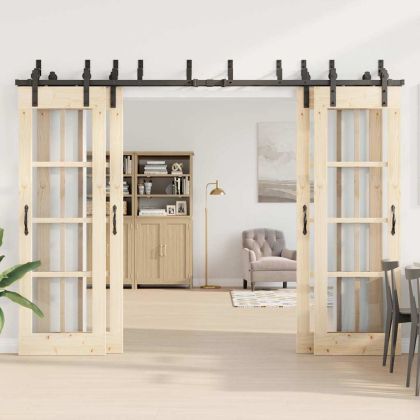 Комплект механизъм за плъзгаща врата, 305 см, стомана, черен