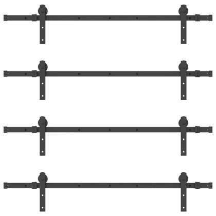 Комплект механизъм за плъзгаща врата, 305 см, стомана, черен