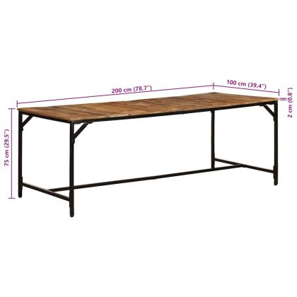 Трапезна маса, 200x100x75 см, грубо мангово дърво масив