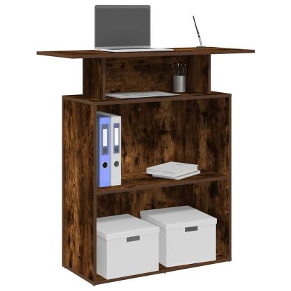 Приемно бюро, опушен дъб, 100x40x104 см, инженерно дърво