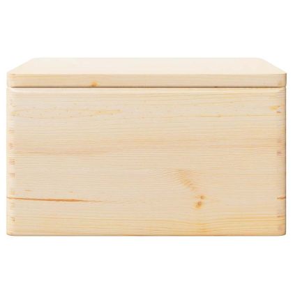 Дървена кутия с капак и дръжки 40x30x23cm масивна дървесина бор