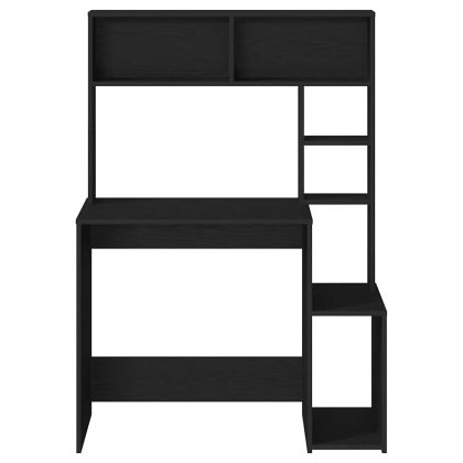 Бюро с рафтове, черно, 100x45x140 см, инженерно дърво