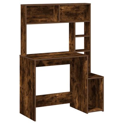 Бюро с рафтове, опушен дъб, 100x45x140 см, инженерно дърво