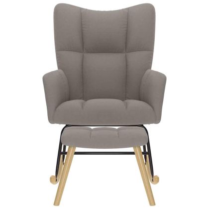 Люлеещ се стол с табуретка за крака, таупе, текстил