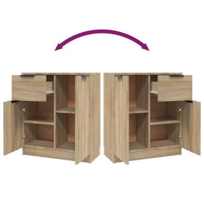 Сайдборди, 2 бр, дъб сонома, 60x30x70 см, инженерно дърво