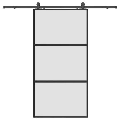 Плъзгаща се врата с комплект обков Черно 102,5x205 cm