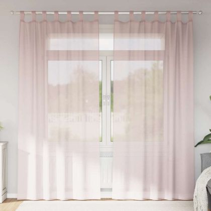 Пердета от воал с прът джобове, 2 бр, светлорозово