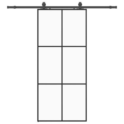 Плъзгаща се врата с обков черна 90x205 см ESG стъкло