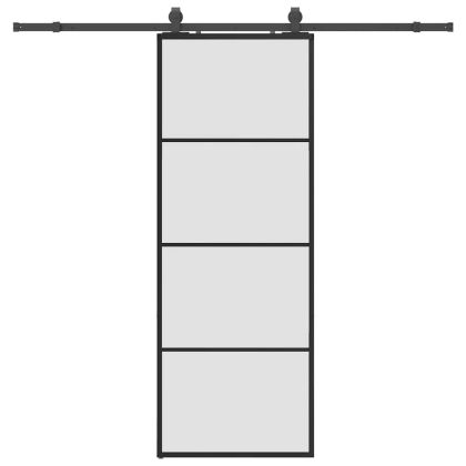 Плъзгаща се врата с обков черна 76x205 см ESG стъкло