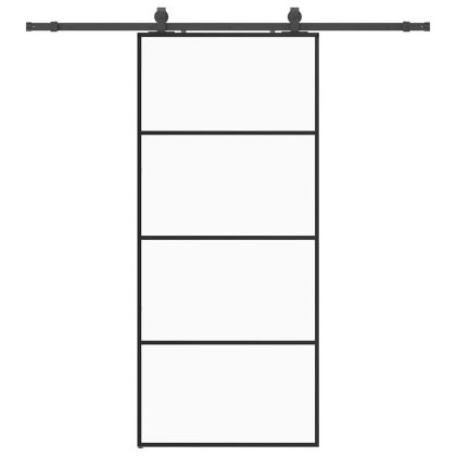 Плъзгаща се врата с обков черна 90x205 см ESG стъкло