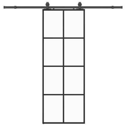 Плъзгаща се врата с обков черна 76x205 см ESG стъкло