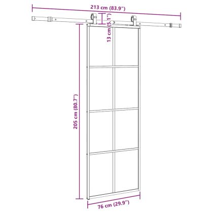 Плъзгаща се врата с обков черна 76x205 см ESG стъкло
