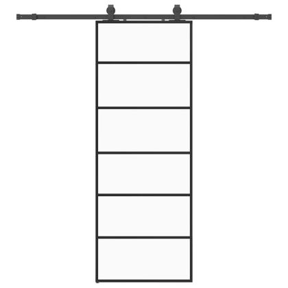 Плъзгаща се врата с обков черна 76x205 см ESG стъкло