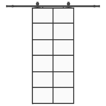 Плъзгаща се врата с обков черна 90x205 см ESG стъкло