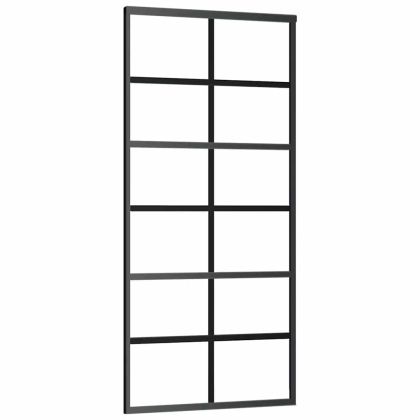 Плъзгаща се врата с обков черна 90x205 см ESG стъкло