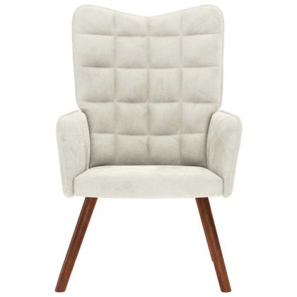 Релакс стол, кремав, кадифе