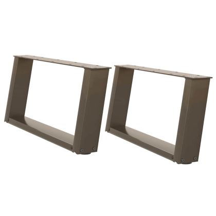 Крака за масичка за кафе, U-образни, 2 бр., естествена стомана, 60 x (30-31) см, стомана