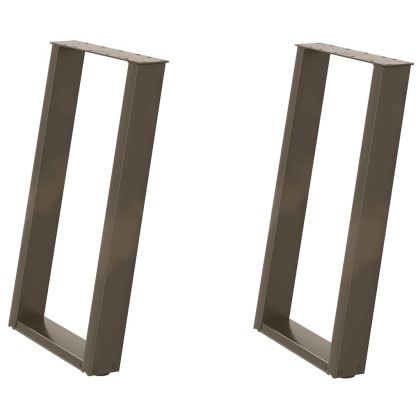 Крака за трапезна маса, U-образни, 2 бр., естествена стомана, 60 x (72-73) см, стомана