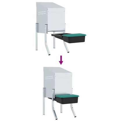 Кутия за гнездене за пилета с 1 отделение и крака, поцинкована стомана